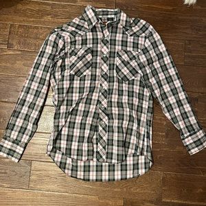 Men’s Plaid Shirt - Black & White with Red & Yellow